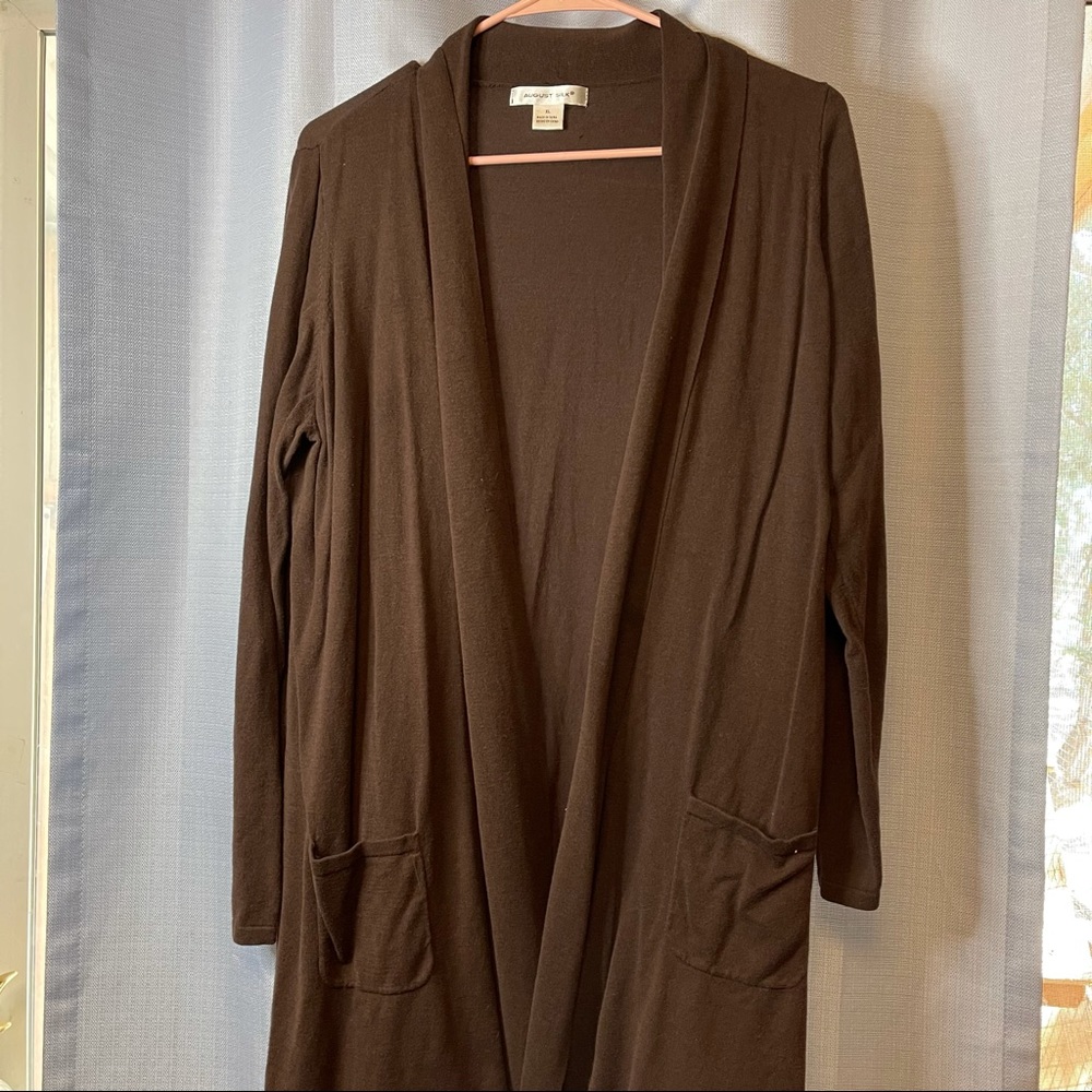 August Hill | Brown Long Cardigan Pockets Xl